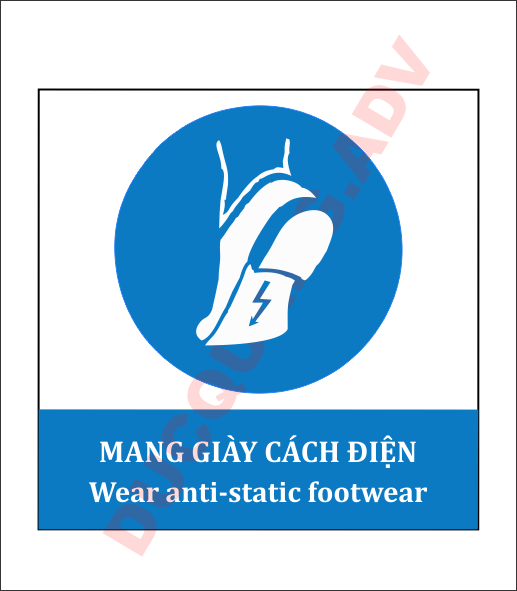 Biển báo bắt buộc mang giày cách điện